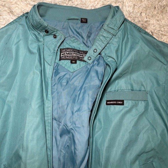Vintage Members Only Men's Zip Up Classic Bomber Jacket Size 40 Medium Teal - Picture 3 of 11